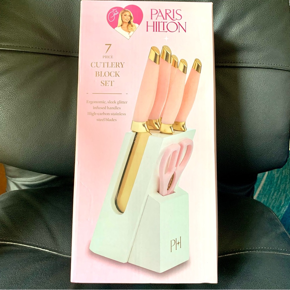 Paris Hilton 7-Piece Cutlery Block Set Pink Ergonomic, Stainless Steel Blades